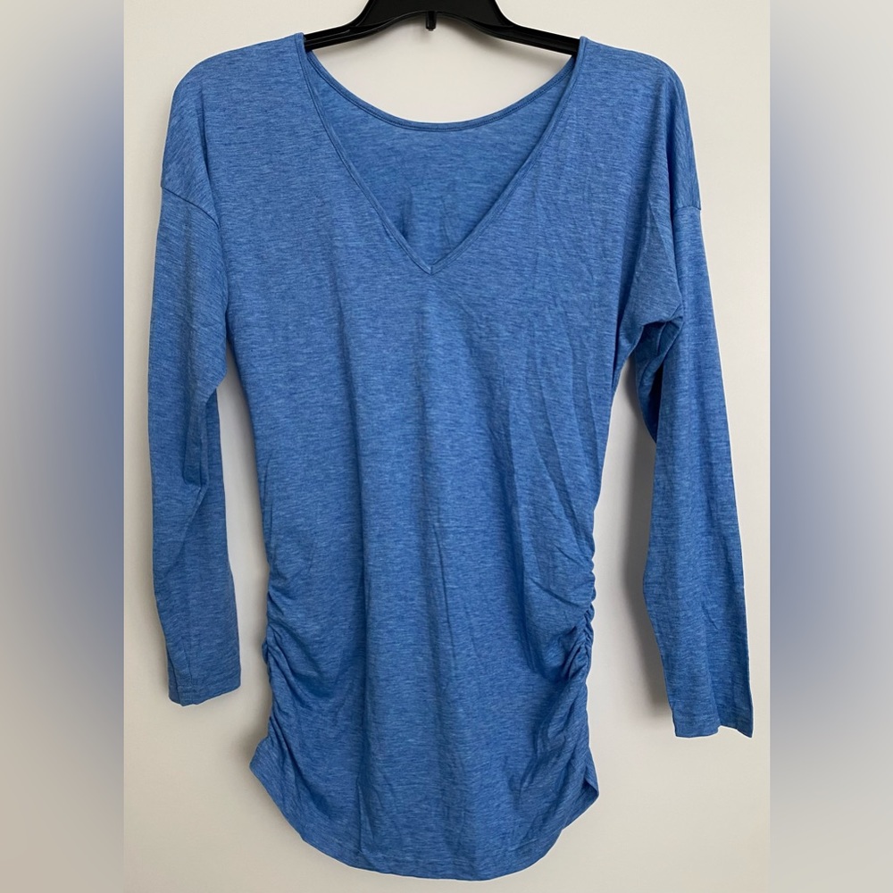 NWOT SHEIN Blue Side Ruched Shirt with Long Sleeves size Large